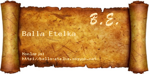 Balla Etelka névjegykártya